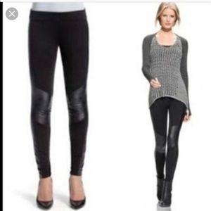 Cabi faux leather patch leggings